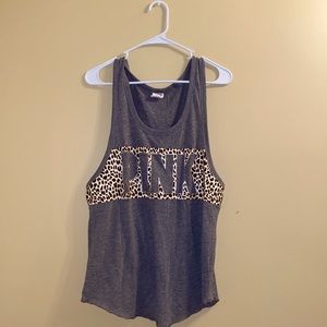 PINK Victoria’s Secret Gray Leopard Tank M